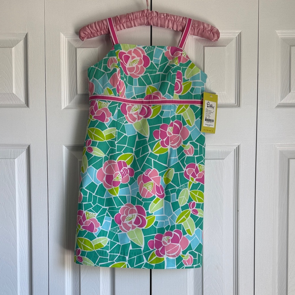 Lilly Pulitzer Regina Tile Green Cote D’Azur Dress Girls Size 10 NWT